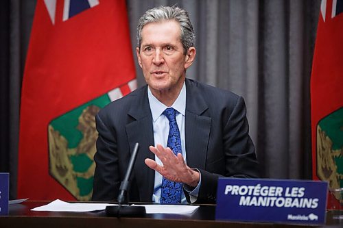 MIKE DEAL / WINNIPEG FREE PRESS
Premier Brian Pallister, during a media briefing at the Manitoba Legislative building Monday afternoon. 
210222 - Monday, February 22, 2021.