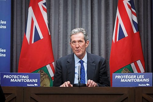 MIKE DEAL / WINNIPEG FREE PRESS
Premier Brian Pallister, during a media briefing at the Manitoba Legislative building Monday afternoon. 
210222 - Monday, February 22, 2021.