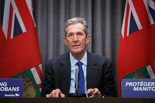 MIKE DEAL / WINNIPEG FREE PRESS
Premier Brian Pallister, during a media briefing at the Manitoba Legislative building Monday afternoon. 
210222 - Monday, February 22, 2021.