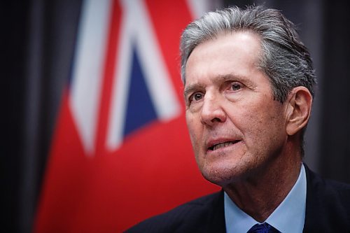 MIKE DEAL / WINNIPEG FREE PRESS
Premier Brian Pallister, during a media briefing at the Manitoba Legislative building Monday afternoon. 
210222 - Monday, February 22, 2021.