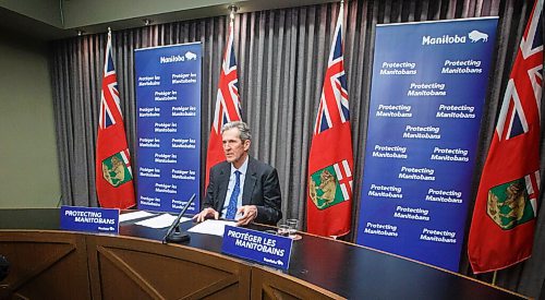 MIKE DEAL / WINNIPEG FREE PRESS
Premier Brian Pallister, during a media briefing at the Manitoba Legislative building Monday afternoon. 
210222 - Monday, February 22, 2021.