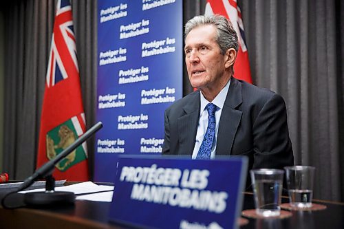 MIKE DEAL / WINNIPEG FREE PRESS
Premier Brian Pallister, during a media briefing at the Manitoba Legislative building Monday afternoon. 
210222 - Monday, February 22, 2021.