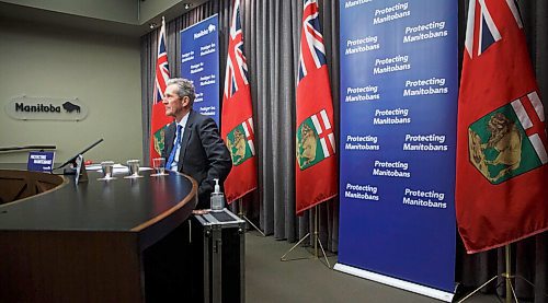 MIKE DEAL / WINNIPEG FREE PRESS
Premier Brian Pallister, during a media briefing at the Manitoba Legislative building Monday afternoon. 
210222 - Monday, February 22, 2021.