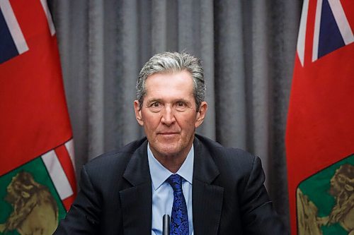 MIKE DEAL / WINNIPEG FREE PRESS
Premier Brian Pallister, during a media briefing at the Manitoba Legislative building Monday afternoon. 
210222 - Monday, February 22, 2021.