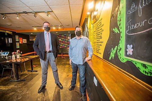 MIKAELA MACKENZIE / WINNIPEG FREE PRESS

Dave MacKay, owner (left), and Jeff Klause, president pose for a portrait at Little Bones Wings in Winnipeg on Thursday, Feb. 25, 2021. Restaurants are dealing with across-the-board price increases from suppliers on top of everything else. For Martin Cash story.

Winnipeg Free Press 2021