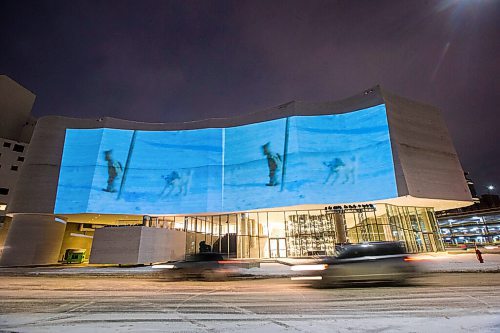 MIKAELA MACKENZIE / WINNIPEG FREE PRESS

Video of contemporary Inuit artwork and imagery is projected onto Qaumajuq, the Inuit art centre, in downtown Winnipeg on Friday, Feb. 26, 2021. The display will play on a loop every half hour between 6pm and 10pm on Fridays and Saturdays starting February 26 and ending March 27, as part of #Qaumajuq365, the Inuit art centres inaugural year. Standup.

Winnipeg Free Press 2021