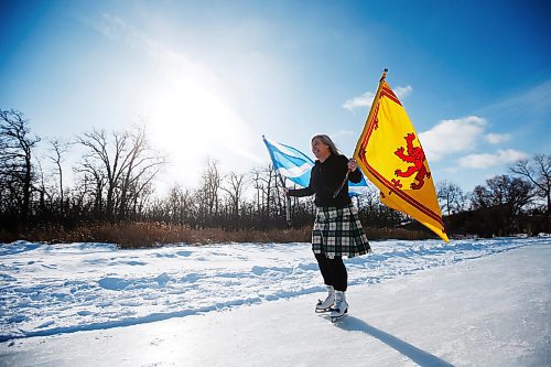 JOHN WOODS / WINNIPEG FREE PRESS
Cathy Laver-Wright, a member of St Andrews Society of Winnipeg, was out celebrating her Scottish heritage during her 60th skate since December 31st at Assiniboine Park in Winnipeg Sunday, February 28, 2021. Laver-Wright was taking part in the seventh annual Great Canadian Kilt Skate - Home Edition (kiltskate.com), a national event which started on December 31 and ends today. It is a celebration of Scottish culture and community, and the outdoors

Reporter: standup