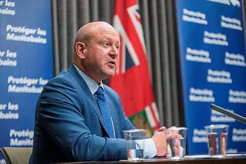 MIKAELA MACKENZIE / WINNIPEG FREE PRESS

Chief public health officer Dr. Brent Roussin makes an announcement about changes in public health orders at the Manitoba Legislative Building in Winnipeg on Tuesday, March 2, 2021. For Danielle story.

Winnipeg Free Press 2021