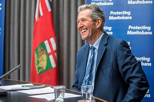 MIKAELA MACKENZIE / WINNIPEG FREE PRESS

Premier Brian Pallister makes an announcement about changes in public health orders at the Manitoba Legislative Building in Winnipeg on Tuesday, March 2, 2021. For Danielle story.

Winnipeg Free Press 2021