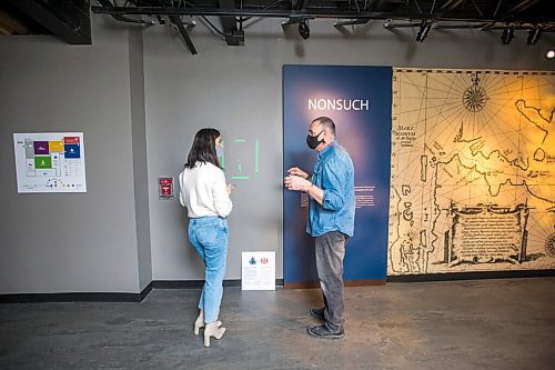 MIKAELA MACKENZIE / WINNIPEG FREE PRESS

Anastasiia Mavrina, exhibition designer, and Paul Martin, operations technician, plan the location of new Indigenous language signs throughout the exhibits at the Manitoba Museum in Winnipeg on Wednesday, March 3, 2021. The museum is re-opening to the public on March 4. Standup.

Winnipeg Free Press 2021