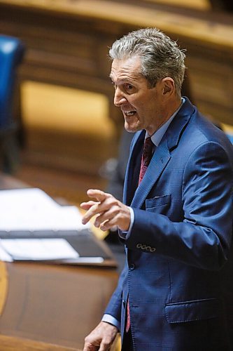 MIKE DEAL / WINNIPEG FREE PRESS
Premier Brian Pallister during question period on the first day of the third session of the 42nd legislature at the Manitoba Legislative building Wednesday. 
210303 - Wednesday, March 03, 2021.