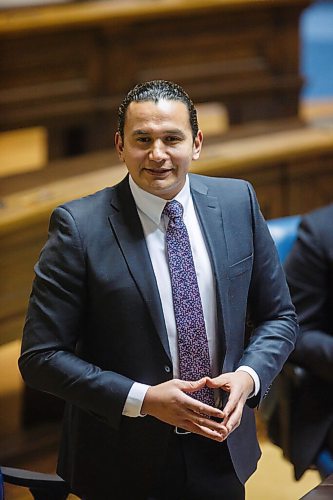 MIKE DEAL / WINNIPEG FREE PRESS
NDP's Wab Kinew, Leader of the Opposition during question period on the first day of the third session of the 42nd legislature at the Manitoba Legislative building Wednesday. 
210303 - Wednesday, March 03, 2021.