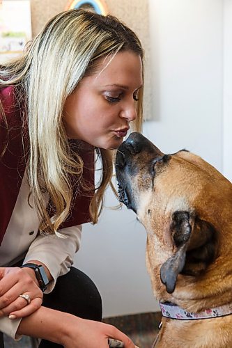 MIKE DEAL / WINNIPEG FREE PRESS
Jessica Miller, CEO of Winnipeg Humane Society with her dog, Abigail, in her office at 45 Hurst Way.
See Doug Speirs story
210304 - Thursday, March 04, 2021.