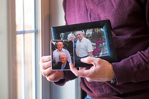 MIKAELA MACKENZIE / WINNIPEG FREE PRESS

Jim Friesen, son of Elisabeth Friesen (who died of COVID-19 at the Rest Haven Nursing Home in November), poses for a portrait with a photo of his mother in Winnipeg on Thursday, March 4, 2021. For Kevin story.

Winnipeg Free Press 2021