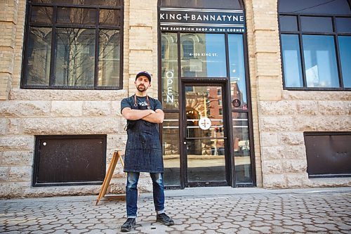 MIKE DEAL / WINNIPEG FREE PRESS
Mike Del Buono, owner of King + Bannatyne (100 King Street) has decided to keep his restaurant as, pick-up only for now as even the newest rules would have him turning away most of his customers who are mostly workers in the downtown area.
see Cody Sellar story
210308 - Monday, March 08, 2021.