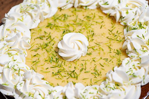 MIKE SUDOMA / WINNIPEG FREE PRESS
Lilac Bakerys key lime pie, sits on a bakery shelf Wednesday morning
March 10, 2021