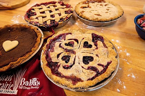 MIKE SUDOMA / WINNIPEG FREE PRESS
The Saskatoon and Rhubarb pies from Tall Grass Prairie have cut out hearts in them because Saskatoon berries are the heart of the prairies says Tabitha Langel, an owner at Tal Grass Prairie Bakery.
March 10, 2021