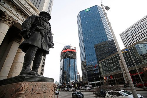 JOHN WOODS / WINNIPEG FREE PRESS
Construction of new building at 300 Main St in Winnipeg photographed Wednesday, March 10, 2021. 

Reporter: Speirs