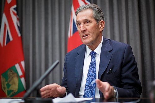 MIKE DEAL / WINNIPEG FREE PRESS
Premier Brian Pallister during a media conference at the Manitoba Legislative building Thursday. 
210311 - Thursday, March 11, 2021.