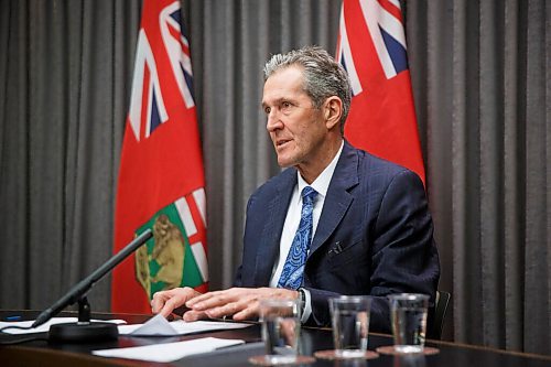 MIKE DEAL / WINNIPEG FREE PRESS
Premier Brian Pallister during a media conference at the Manitoba Legislative building Thursday. 
210311 - Thursday, March 11, 2021.