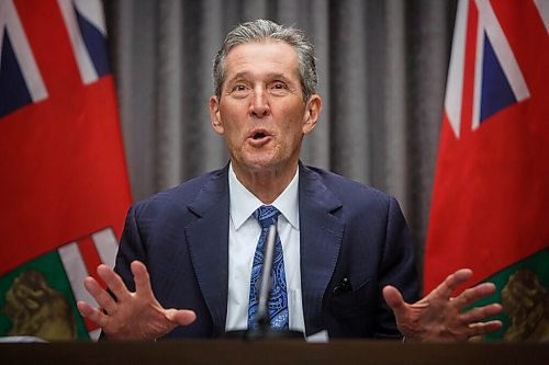 MIKE DEAL / WINNIPEG FREE PRESS
Premier Brian Pallister during a media conference at the Manitoba Legislative building Thursday. 
210311 - Thursday, March 11, 2021.