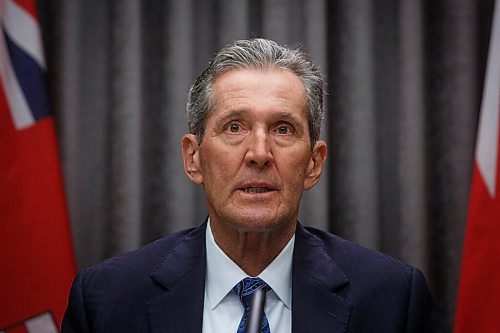 MIKE DEAL / WINNIPEG FREE PRESS
Premier Brian Pallister during a media conference at the Manitoba Legislative building Thursday. 
210311 - Thursday, March 11, 2021.