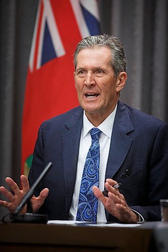 MIKE DEAL / WINNIPEG FREE PRESS
Premier Brian Pallister during a media conference at the Manitoba Legislative building Thursday. 
210311 - Thursday, March 11, 2021.