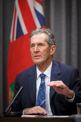 MIKE DEAL / WINNIPEG FREE PRESS
Premier Brian Pallister during a media conference at the Manitoba Legislative building Thursday. 
210311 - Thursday, March 11, 2021.