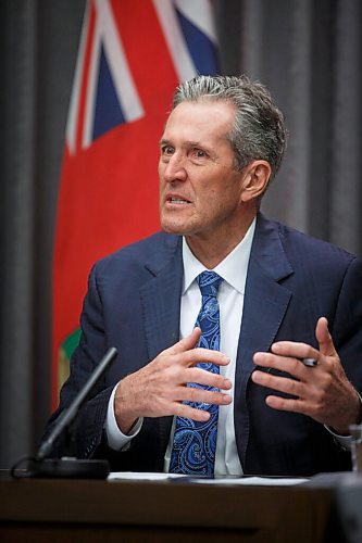 MIKE DEAL / WINNIPEG FREE PRESS
Premier Brian Pallister during a media conference at the Manitoba Legislative building Thursday. 
210311 - Thursday, March 11, 2021.