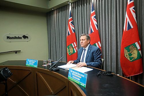 JOHN WOODS / WINNIPEG FREE PRESS
Cliff Cullen, Manitoba Minister of Education, speaks at a press conference about Bill 64, a bill to overhaul the Manitoba K-12 education system, at the Manitoba Legislature in Winnipeg Monday, March 15, 2021.

Reporter: ?