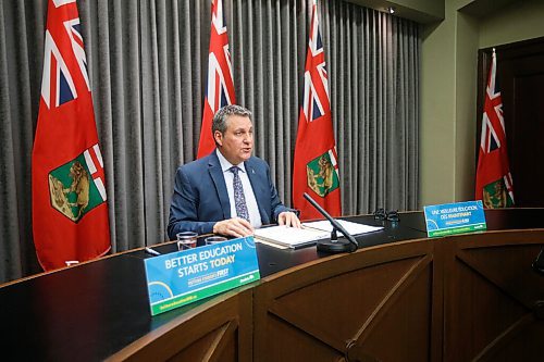 JOHN WOODS / WINNIPEG FREE PRESS
Cliff Cullen, Manitoba Minister of Education, speaks at a press conference about Bill 64, a bill to overhaul the Manitoba K-12 education system, at the Manitoba Legislature in Winnipeg Monday, March 15, 2021.

Reporter: ?