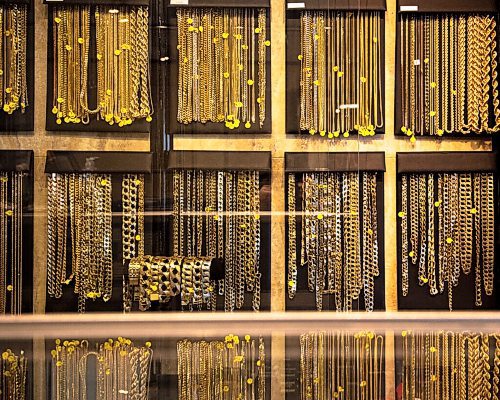 MIKE SUDOMA / WINNIPEG FREE PRESS 
A display of gold necklaces and bracelets line a wall at Golden Hand Jewellery. Owner Paul Szurlej is quite excited to be moving into a new building with more space down the street from their original location
March 19, 2021