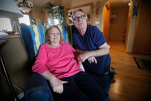 JOHN WOODS / WINNIPEG FREE PRESS
Ken Miller, 69, and his wife, Cheryl, 65, who has MS and Diabetes, at their home in Oakbank Sunday, March 21, 2021. Miller, who is healthy and is Cheryls primary caregiver, says he can get vaccinated but his wife, who is immune compromised, can not get vaccinated.

Reporter: Lawrynuik