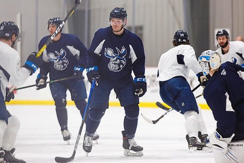 MIKE DEAL / WINNIPEG FREE PRESS
Manitoba Moose forward Marko Dano (10) during practice at BellMTS IcePlex Monday morning.
210322 - Monday, March 22, 2021.