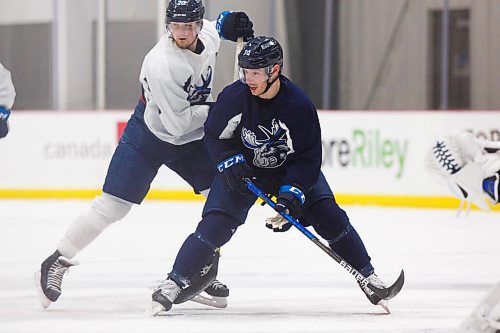 MIKE DEAL / WINNIPEG FREE PRESS
Manitoba Moose forward Marko Dano (10) during practice at BellMTS IcePlex Monday morning.
210322 - Monday, March 22, 2021.