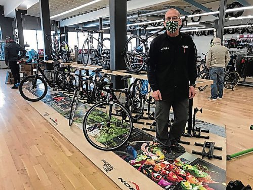 Canstar Community News Philip Roadley, owner of Bikes & Beyond, said sustained demand for bikes and bike parts over the past year has been "unprecedented." (SHELDON BIRNIE/CANSTAR/THE HERALD)