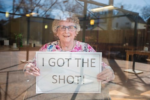 MIKAELA MACKENZIE / WINNIPEG FREE PRESS

Margaret Ward, a senior at the Convalescent Home of Winnipeg who has received the vaccination, poses for a portrait at the care home in Winnipeg on Monday, March 22, 2021. For Kevin Rollason story.

Winnipeg Free Press 2021