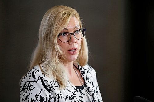 JOHN WOODS / WINNIPEG FREE PRESS
Manitoba Minister of Families Rochelle Squires speaks to media after question period at the Manitoba Legislature in Winnipeg Wednesday, March 24, 2021. 

Reporter: ?