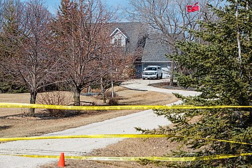 MIKE DEAL / WINNIPEG FREE PRESS
Cpl Julie Courchaine, Manitoba RCMP Media Relations talks to the media about a double homicide at a residence on River Road in the RM of Tache Thursday afternoon. 
See Malak Abas story
210325 - Thursday, March 25, 2021.