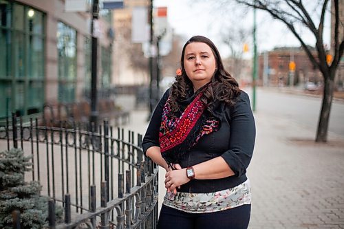 Daniel Crump / Winnipeg Free Press. Basia Sokal stands outside the Union Centre building on Broadway. Sokal famously resigned as president of the Winnipeg Labour Council in 2019 in a speech that stunned members  the postal worker said shed had enough of being subjected to "degrading and disgusting actions." March 25, 2021.