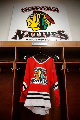 JOHN WOODS / WINNIPEG FREE PRESS
An old jersey hangs in the Neepawa Natives players dressing room at the Yellowhead Centre arena in Neepawa Thursday, March 25, 2021. The Natives are planning a name change.

Reporter: Sawatzky