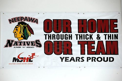 JOHN WOODS / WINNIPEG FREE PRESS
Neepawa Natives signage at Yellowhead Centre arena in Neepawa Thursday, March 25, 2021. The Natives are planning a name change.

Reporter: Sawatzky
