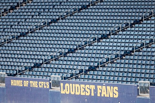 MIKAELA MACKENZIE / WINNIPEG FREE PRESS

Empty seats at IG Field in Winnipeg on Thursday, March 25, 2021.  For Jeff Hamilton story.

Winnipeg Free Press 2021