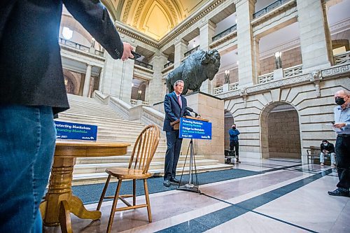 MIKAELA MACKENZIE / WINNIPEG FREE PRESS

Premier Brian Pallister announces new tax reductions at the Manitoba Legislative Building in Winnipeg on Thursday, April 1, 2021. For Larry Kusch story.

Winnipeg Free Press 2021