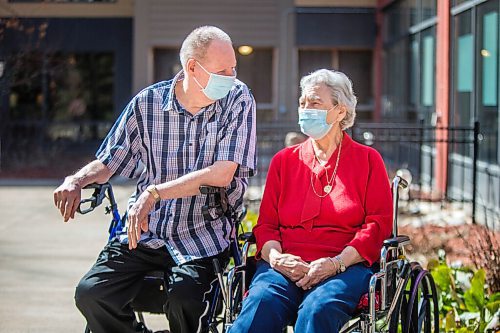 MIKAELA MACKENZIE / WINNIPEG FREE PRESS

Frank and Joyce Tervoort pose for a portrait at Riverwood Square in Winnipeg on Thursday, April 1, 2021. They both live in assisted living and praise staff for keeping them and others covid safe while having to do all sorts of extra things for them. For Kevin Rollason story.

Winnipeg Free Press 2021