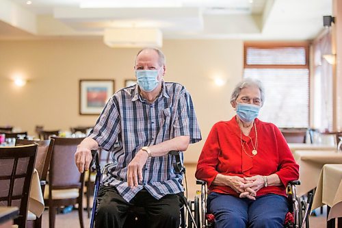 MIKAELA MACKENZIE / WINNIPEG FREE PRESS

Frank and Joyce Tervoort pose for a portrait at Riverwood Square in Winnipeg on Thursday, April 1, 2021. They both live in assisted living and praise staff for keeping them and others covid safe while having to do all sorts of extra things for them. For Kevin Rollason story.

Winnipeg Free Press 2021