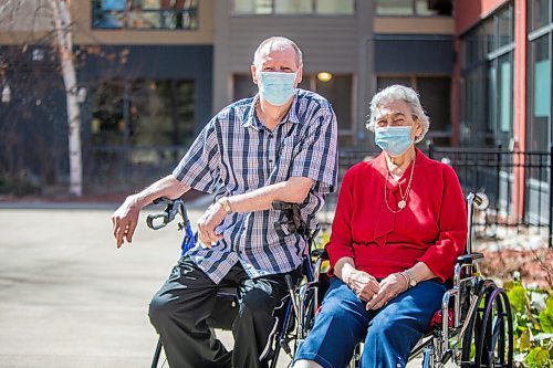 MIKAELA MACKENZIE / WINNIPEG FREE PRESS

Frank and Joyce Tervoort pose for a portrait at Riverwood Square in Winnipeg on Thursday, April 1, 2021. They both live in assisted living and praise staff for keeping them and others covid safe while having to do all sorts of extra things for them. For Kevin Rollason story.

Winnipeg Free Press 2021