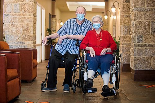 MIKAELA MACKENZIE / WINNIPEG FREE PRESS

Frank and Joyce Tervoort pose for a portrait at Riverwood Square in Winnipeg on Thursday, April 1, 2021. They both live in assisted living and praise staff for keeping them and others covid safe while having to do all sorts of extra things for them. For Kevin Rollason story.

Winnipeg Free Press 2021