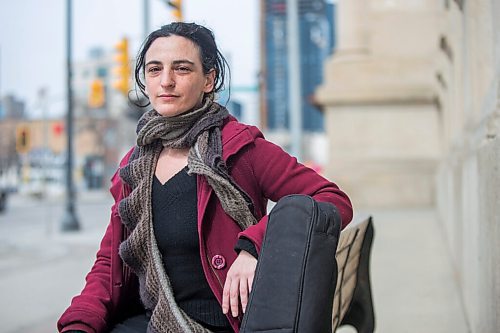 MIKAELA MACKENZIE / WINNIPEG FREE PRESS

Orit Shimoni, travelling musician who has lived in Winnipeg during the pandemic, poses for a portrait outside of Union Station in Winnipeg on Friday, April 2, 2021. For Al Small story.

Winnipeg Free Press 2021