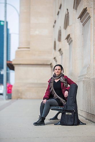 MIKAELA MACKENZIE / WINNIPEG FREE PRESS

Orit Shimoni, travelling musician who has lived in Winnipeg during the pandemic, poses for a portrait outside of Union Station in Winnipeg on Friday, April 2, 2021. For Al Small story.

Winnipeg Free Press 2021